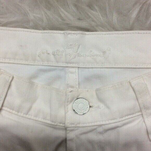7 For All Mankind white slim jean custom distressed Raw Hem Cropped Size 28 - Picture 5 of 8